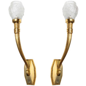 Maurice Dufrene Elegant Pair of Art Deco Wall Sconces