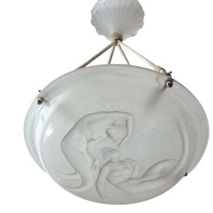 RENE LALIQUE CHANDELIER DEUX SIRENES