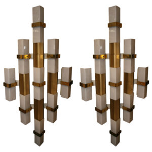 Pair of Monumental Modernist Sconces