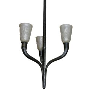 Deco wrought iron 3 light chandelier