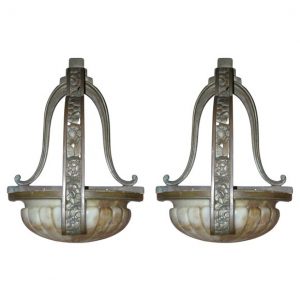 Pair of French Art Deco Alabaster Sconces