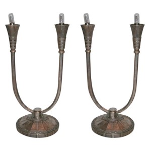 Pair of French Art Deco Table Lamps by CHRISTOFLE