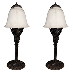 Pair of Edgar Brandt table lamps