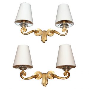 Pair of “Draperie” Wall Sconces by JULES LELEU