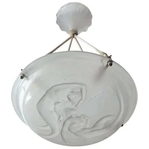 Rare R. Lalique Chandelier “Deux Sirenes”