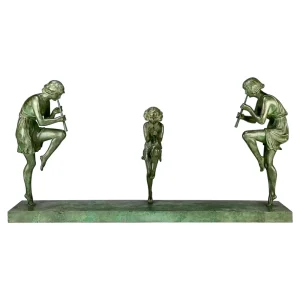 Marcel Bouraine Bronze Sculpture “Flute Players”