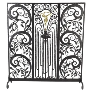 Wrought Iron Fire Screen after Edgar Brandt