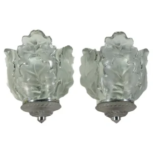 Lalique wall sconces model “Chene”