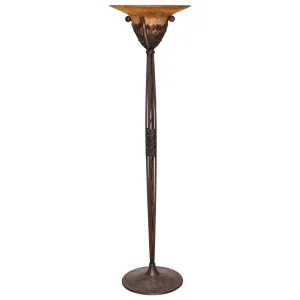 Edgar Brandt and Daum French Art Deco Torchère